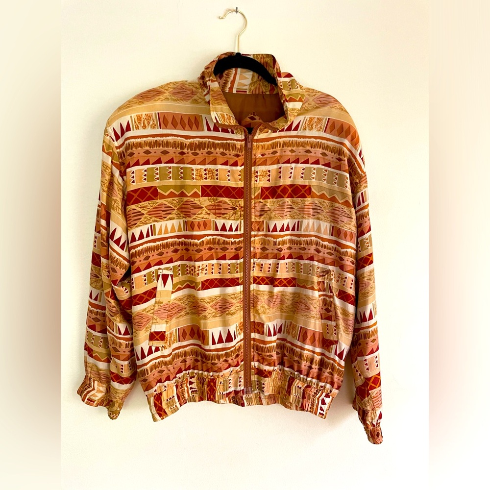 80s vintage Oleg Cassini 100% silk bomber jacket